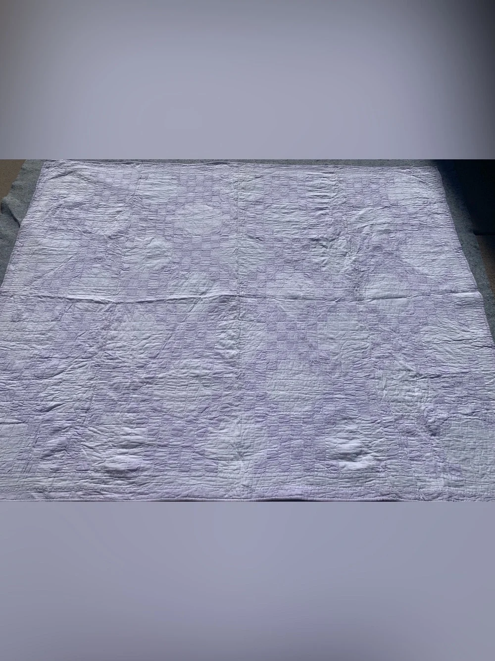 Antique pastel purple & white checkered checks cotton quilt